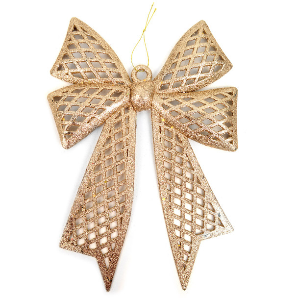 Christmas Gold Plastic Bow Ornament DÃ©cor - XMAOR5241-GD