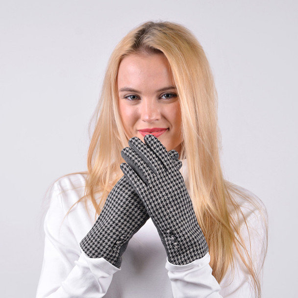 Houndstooth Touch Screen Women's Gloves - LWG22