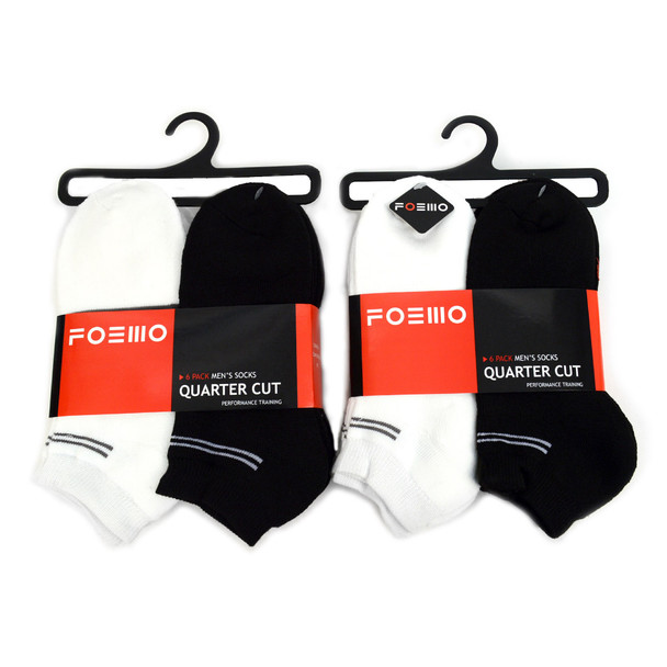 6 Pairs Pack  Men's Athletic Cushion Socks - A6PK/BW