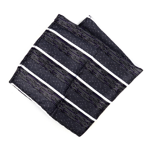 3pc Men's Black Clip-on Suspenders, Striped Bow Tie & Hanky Sets - FYBTHSU-BLK#2