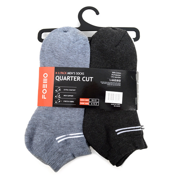 6 Pairs Pack  Men's Athletic Cushion Socks - A6PK/ASST