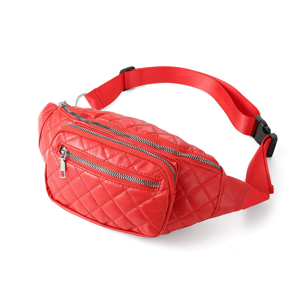 Ladies PU quilted waist fanny pack with adjustable strap- LFBG1846