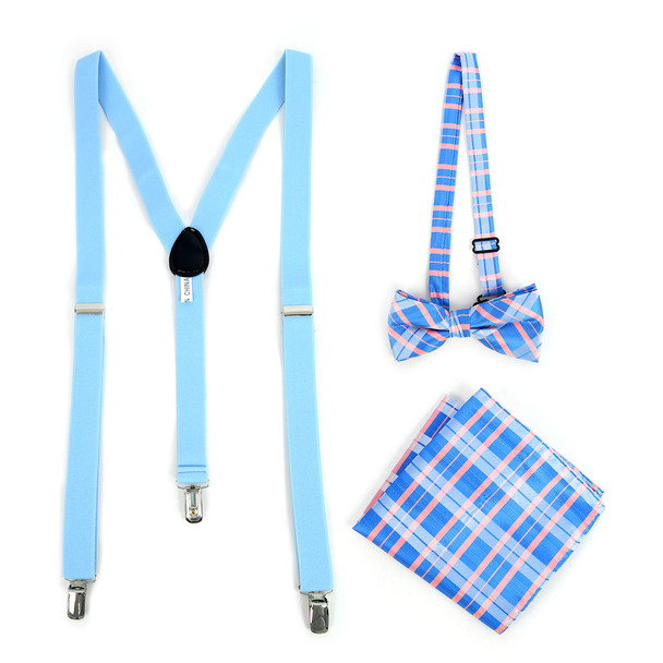 12pc Assorted Men's Clip-on Suspenders, Patterned Bow Tie and Hanky Sets - FYBTHSU-12ASST-A