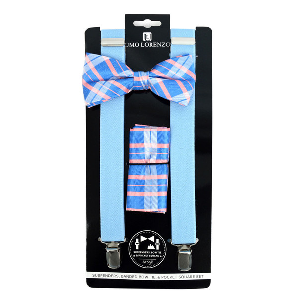 12pc Assorted Men's Clip-on Suspenders, Patterned Bow Tie and Hanky Sets - FYBTHSU-12ASST-A