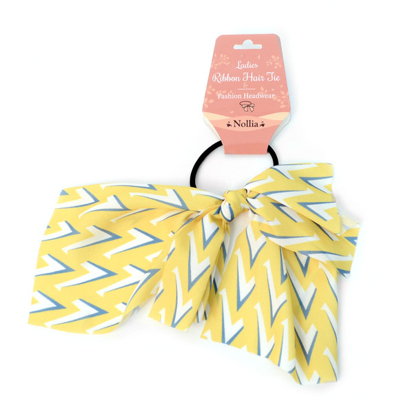 Ladies Yellow Geometric Ribbon Hair Tie - RHT1002