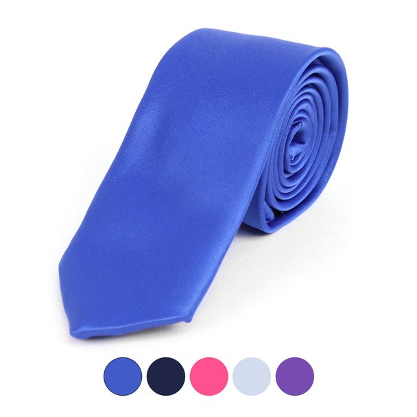 Men's Poly Solid 2.25" Satin Slim Tie with Paper Band - PSSBD