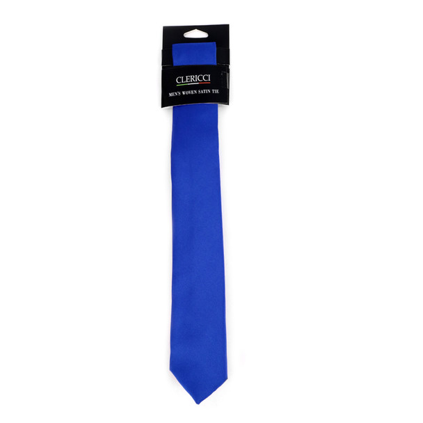 Men's Poly Solid 2.25" Satin Slim Tie with Paper Band - PSSBD