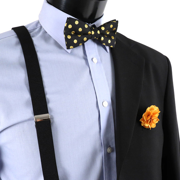 12pc Polka Dot Bow Tie, Lapel Pin & Suspenders Sets - BTLSU12ASST