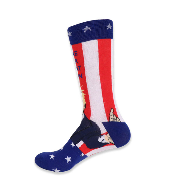 Men's Donald Trump "MAKE HAIR GREAT AGAIN" American Flag Novelty Socks - NVS19423-T