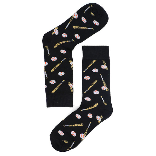 Women's Baseball Novelty Socks - LNVS1907-BK