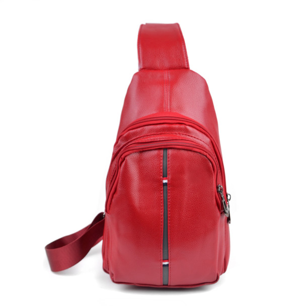 Red Crossbody  Leather Sling Bag Backpack with Adjustable Strap - FBG1824-RD