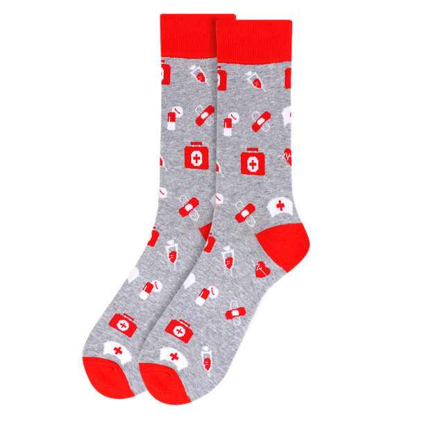 Men's Nursing Novelty Socks - NVS19526-GRY