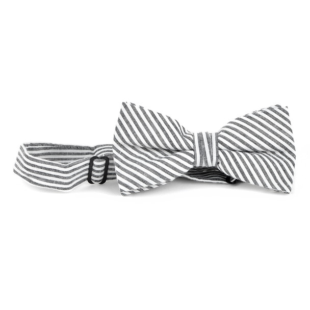 Men's Striped Seersucker Cotton Bow Tie & Hanky Set - CTBH1732