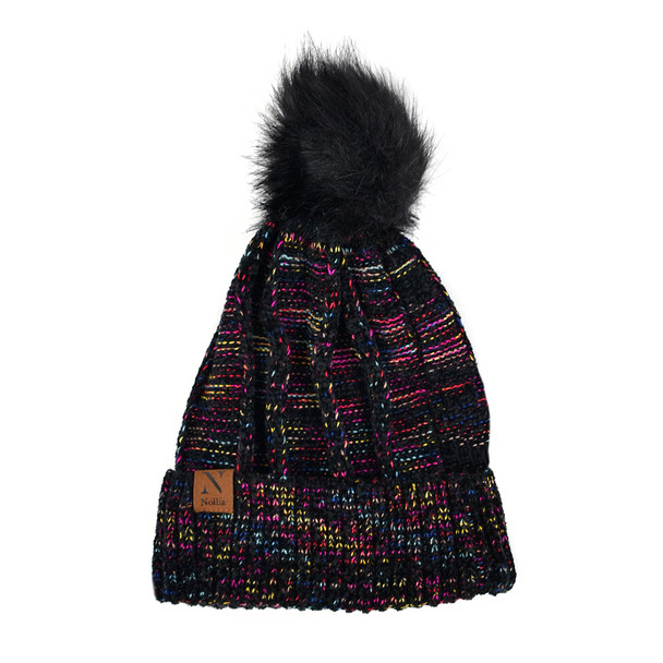 Women's Multicolored Pom Pom Knit Winter Hat - LKH5030