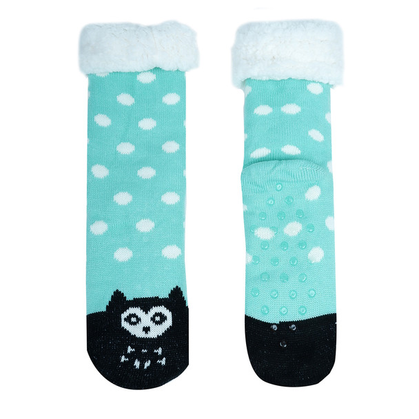 Women's Owl Plush Fleece Lined Sherpa Slipper Socks - WFLS-A1003