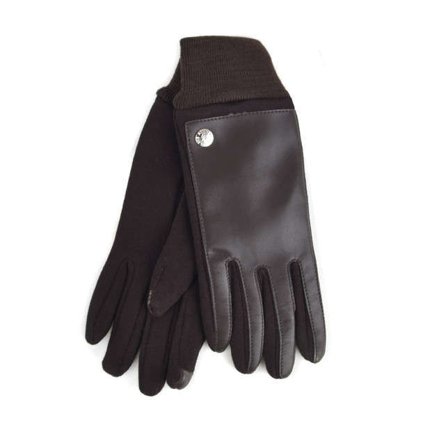 Women's PU Leather Two-Tone Touch Screen Winter Gloves - LWG37
