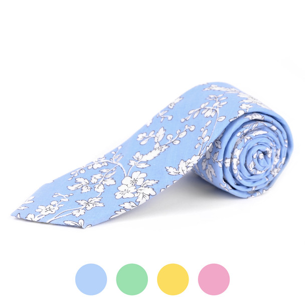 2.25" Floral Cotton Slim Tie - NVC-FLORAL6