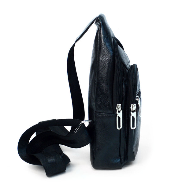  Multipurpose Black PU Leather Crossbody Sling Bag - FBG1842