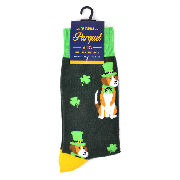 Men's St.Patrick's Day Dog Novelty Socks - NVS19568-GRN Men's St.Patrick's Day Dog Novelty Socks - NVS19568-GRN