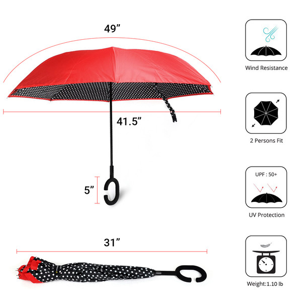 Double Layer Polka Dot Inverted Umbrella - UM5022-P