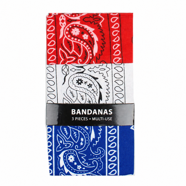 3pk Bandanas - Navy, White & Red - 3BNA-NV/WHT/RD