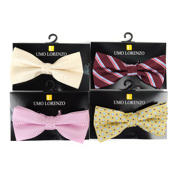 12pc Assorted Men's Pattern Banded Bow Ties - FBB12-ASST-B