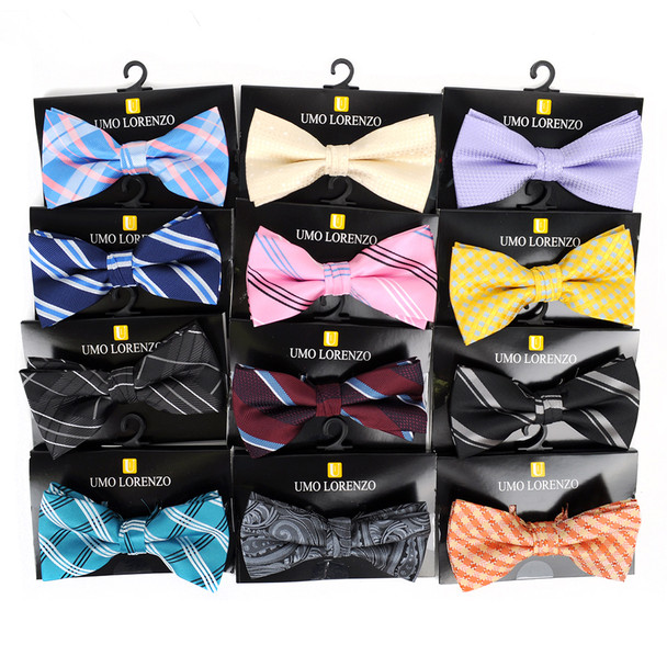 12pc Assorted Men's Pattern Banded Bow Ties - FBB12-ASST-A