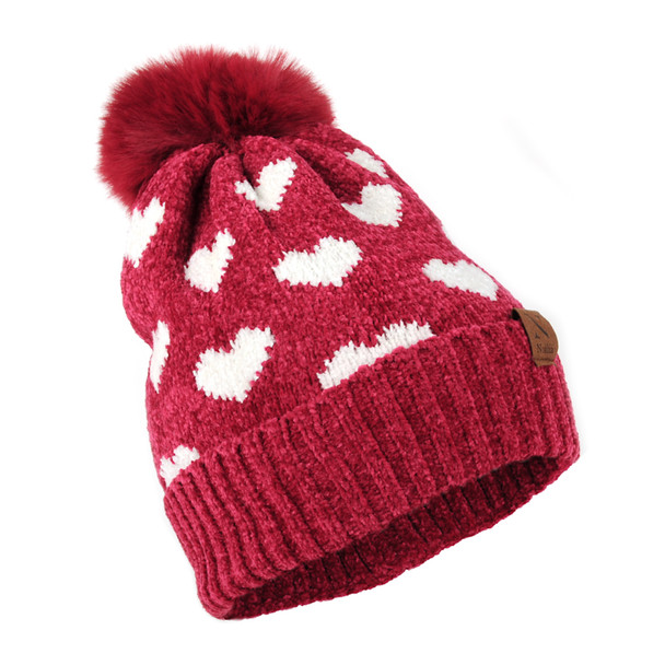 Women's 2pc Reversible Hearts Hat & Infinity Scarf Set - LKS5031