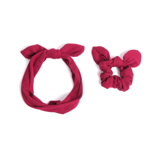 6pc Elastic Head Band with Matching Scrunchy Bow Set - 6EHST-7