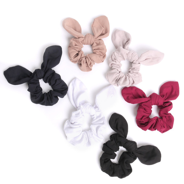 6pc Elastic Head Band with Matching Scrunchy Bow Set - 6EHST-7