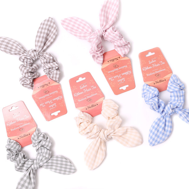 12pc Checkered Scrunchy Bow - 12SHS-BOW-1