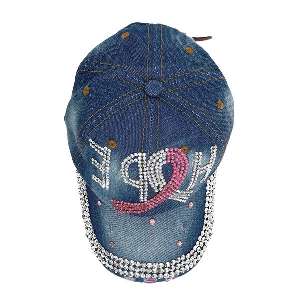 Breast Cancer Awareness Hope Crystal Bling Cap