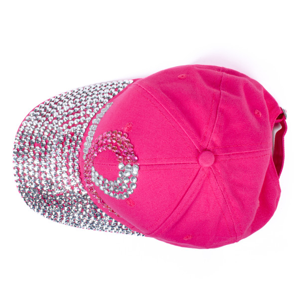 Hot Pink Breast Cancer Crystal Bling Cap -CP9597