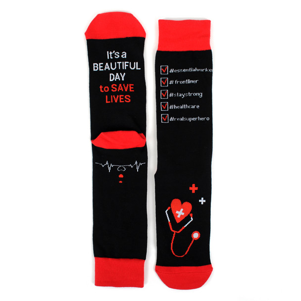 Health Care -Saving Lives- Premium Novelty Socks - NVSX2004-BK