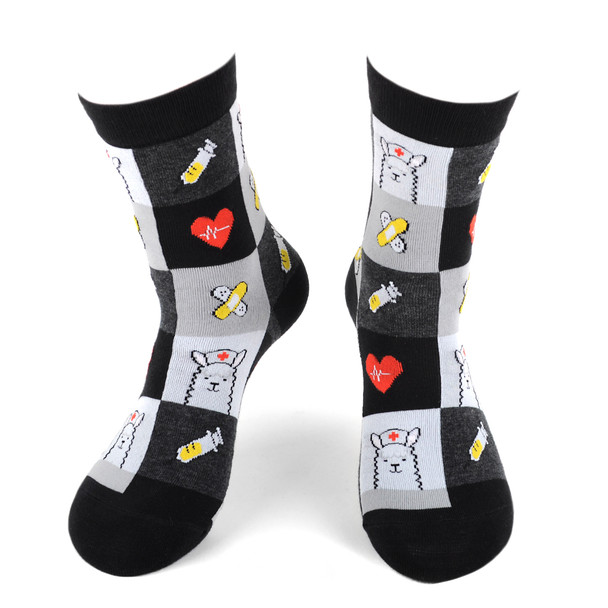 Health Care Heroes -Nurse Llama - Premium Socks - NVSX2009-BK