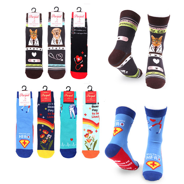 12pc Women's Assorted Health Care Hero Socks- 12LNVS19600-CV