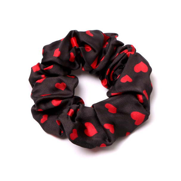 12pc Heart Print Hair Scrunchie - 12SHS-HT-1