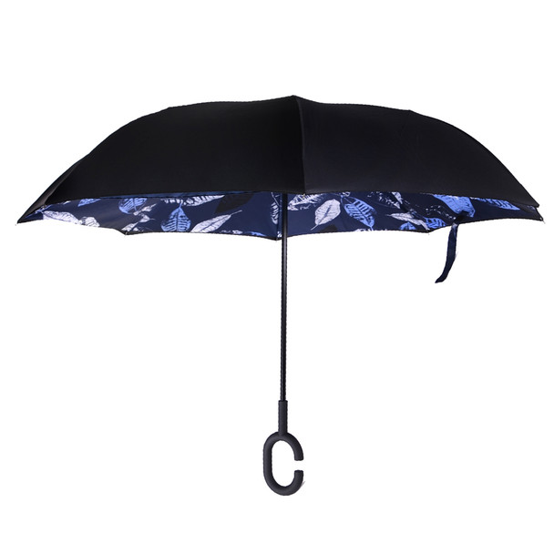Blue Leaf Batik Double Layer Inverted Umbrella - UM18078