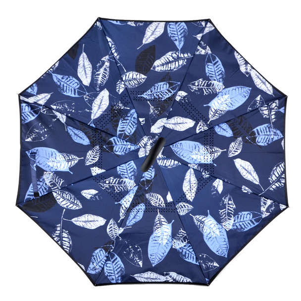 Blue Leaf Batik Double Layer Inverted Umbrella - UM18078