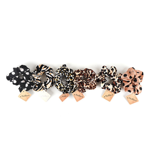 12pc Assorted Animal Print and Polka Dot Hair Scrunchies