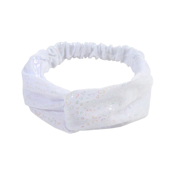 White Leopard Print Headband - EHB1011-WHT