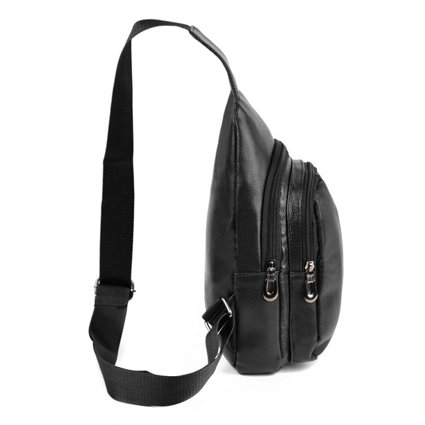 Black Crossbody Leather Sling Bag Backpack with Adjustable Strap - FBG1824-BK Black Crossbody Leather Sling Bag Backpack with Adjustable Strap - FBG1824-BK