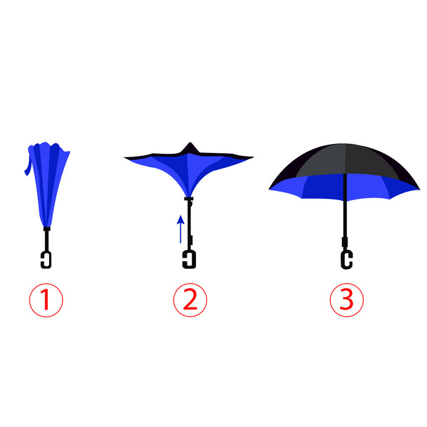 Blue Flower Double Layer Inverted Umbrella - UM18052-BL/BK