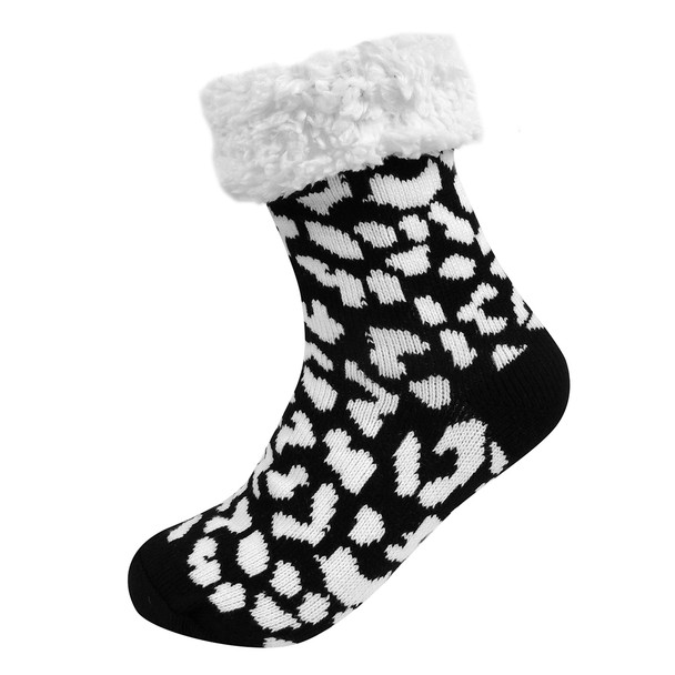 Women's Winter Fleece Lining Cheetah Print Sherpa Socks - WFLS1024