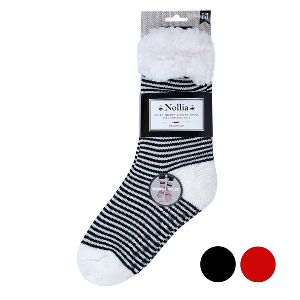 Women's Stripe Fleece Lining  Sherpa Socks - WFLS1025