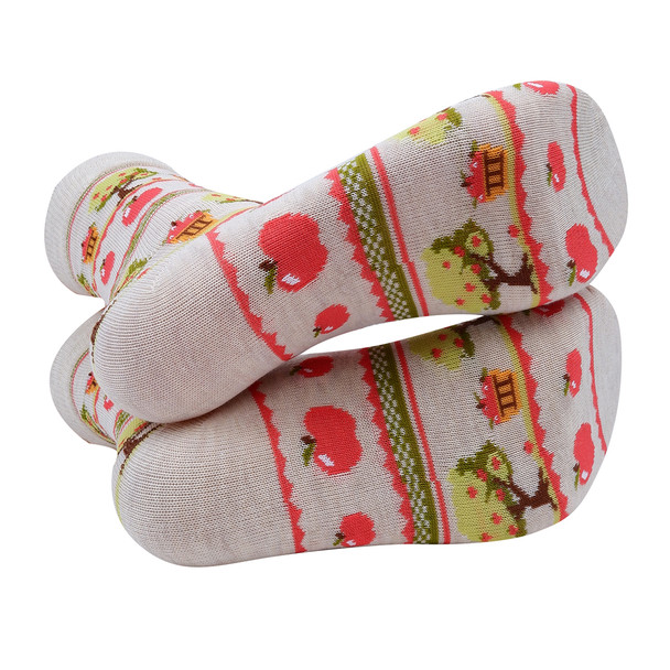 Women's Apple Picking Novelty Socks-LNVS19617-BEI