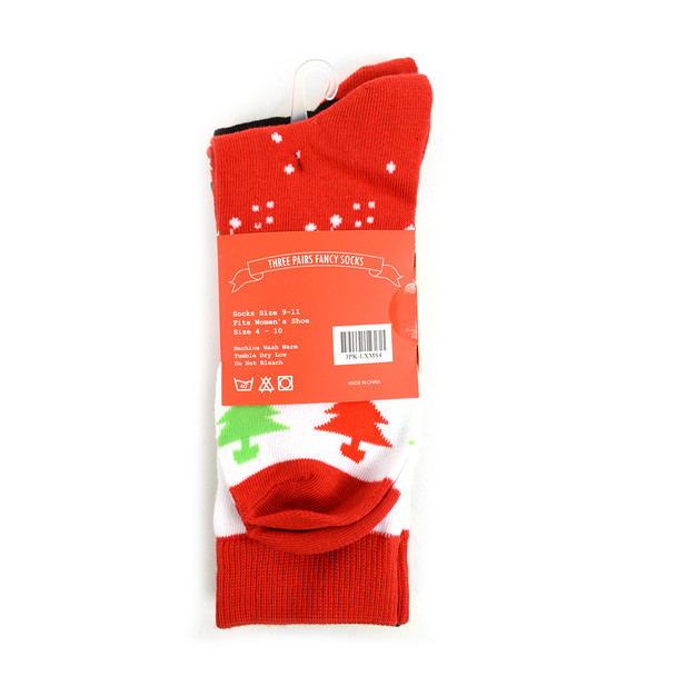 3 Pairs Pack Ladies Christmas Holidays Crew Socks - 3PK-LXMS4