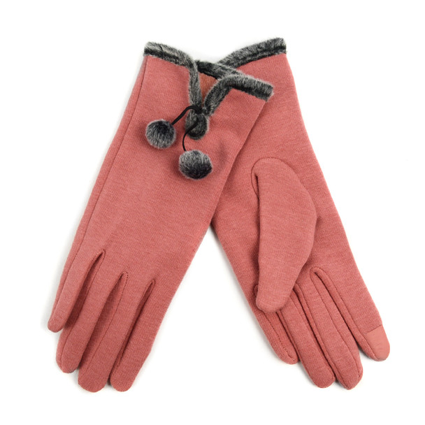 Women's Stylish Touch Screen Gloves with Fur Trim & Fleece Lining LWG07