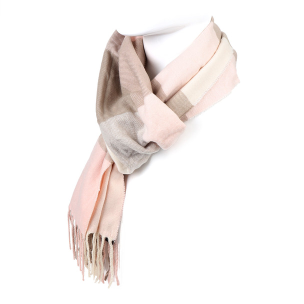Unisex Brown and Pink Acrylic Cashmere Feels Winter Scarves - AS2610Unisex Brown and Pink Acrylic Cashmere Feels Winter Scarves - AS2610