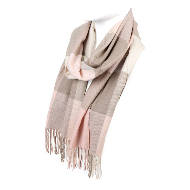 Unisex Brown and Pink Acrylic Cashmere Feels Winter Scarves - AS2610